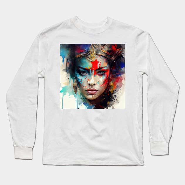 Powerful Asian Woman #1 Long Sleeve T-Shirt by Chromatic Fusion Studio